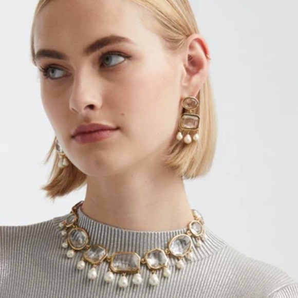 Oscar de la Renta Chandelier Earrings with Pearl Drops - Picture 2 of 6